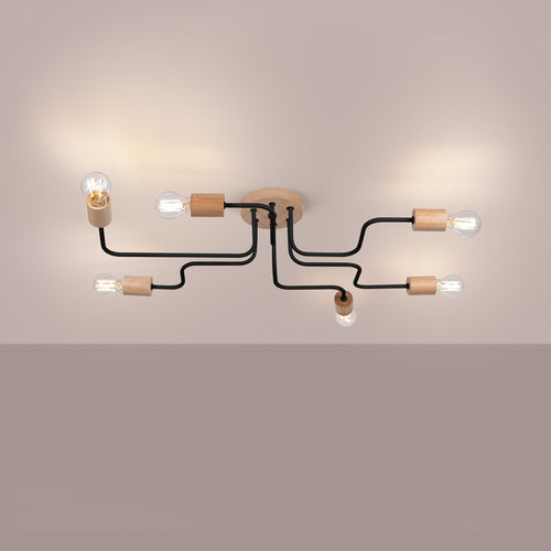 Sollux Lighting Kroonluchter TIMBO 6 zwart - 85x58x16,5cm