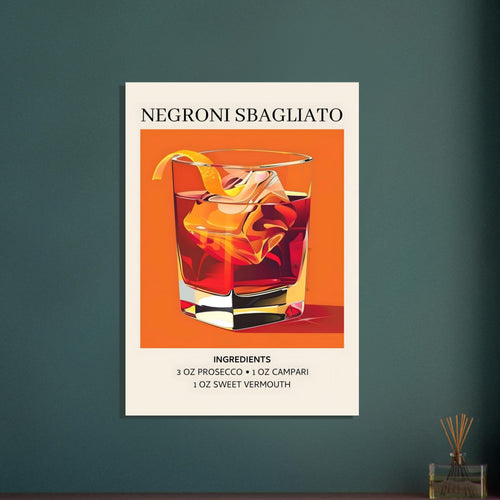 Artfulprints  Negroni Sbagliato cocktail - Ingrediënten   poster A4 21x29.7 cm - vtwonen shop