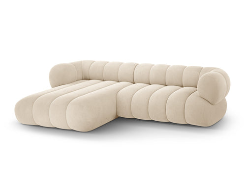 Cosmopolitan Design linker hoekbank Koge 5-zits, flueel lichtbeige - 165x270x70cm