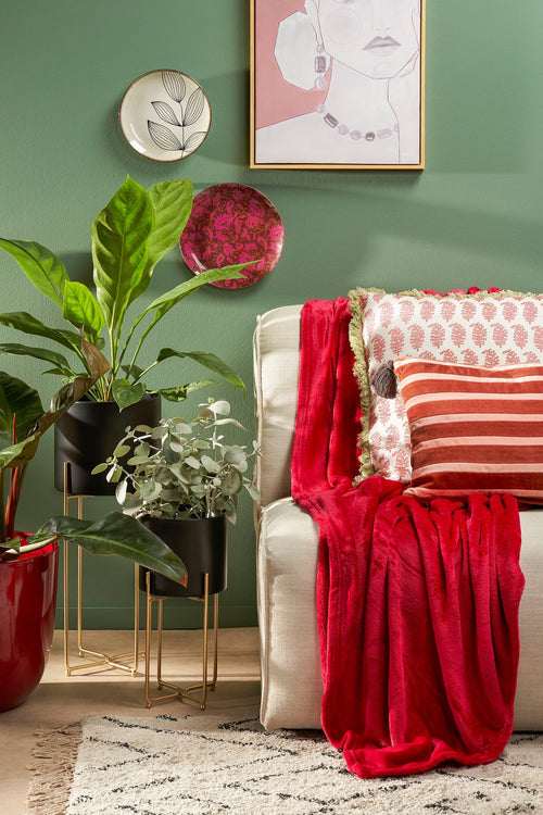 Mica Decorations Famke Fleece Plaid - L180 x B130 cm - Rood - vtwonen shop