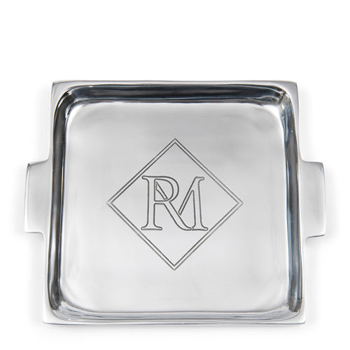 Rivièra Maison RM Monogram Mini Tray 21x18 - Aluminium - Zilver - vtwonen shop