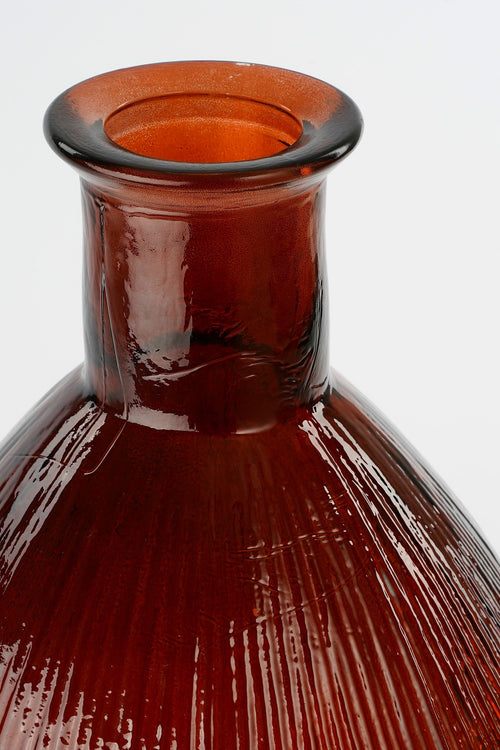 Mica Decorations Firenza Fles Vaas - H59 x Ø29 cm - Gerecycled Glas - Donkerbruin - vtwonen shop