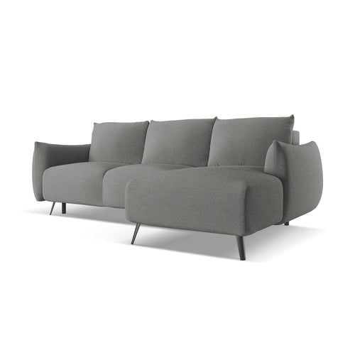 LaMiaSofa hoekbank rechts Genova - chenille stof - olifant - 242x162x86