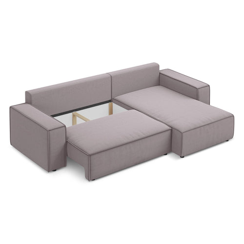 LaMiaSofa hoekbank rechts Livorno - velours - lavendel - 290x185x82