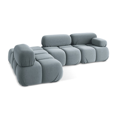 LaMiaSofa hoekbank links Sanremo - velours - lichtblauw - 285x190x70