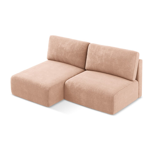 LaMiaSofa hoekbank links Ostia - chenille stof - perzik - 210x149x79
