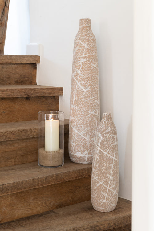 J-Line vaas Dune Smal - keramiek - beige/wit - large - 69.5 cm hoog