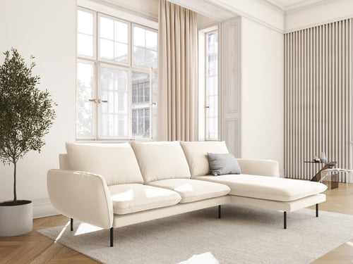 Cosmopolitan Design rechter hoekbank Vienna 5-zits, flueel, lichtbeige - 170x255x95cm