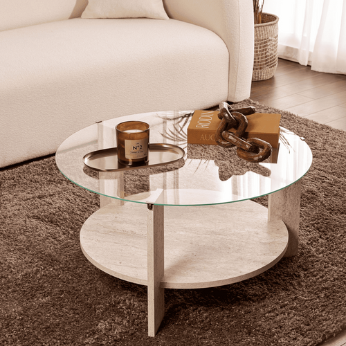 Calicosy - CLARA Salontafel met 2 bladen - Eiken - 75x75x40 cm