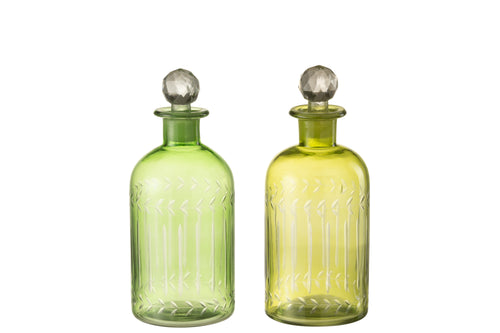 J-Line karaf Bladeren - glas - groen - large - 2 stuks - vtwonen shop