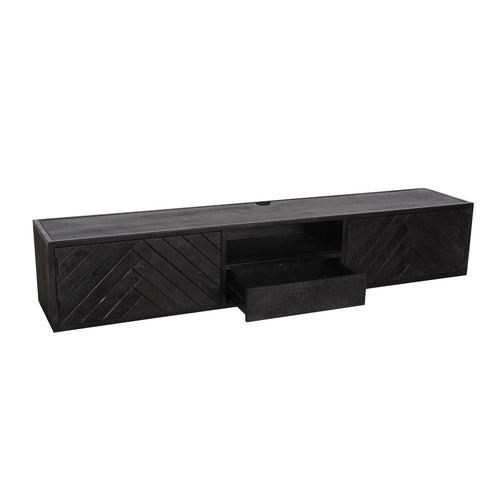 StarFurn Zwevend Tv-meubel New York - Zwart Hout - 180x35x33cm