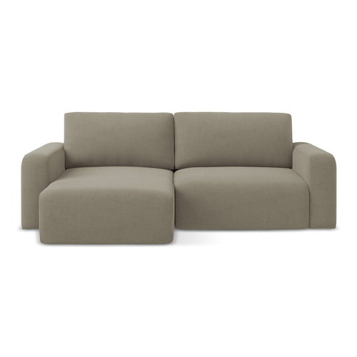 LaMiaSofa hoekbank links Ostia - textuurstof - donkerbeige - 244x149x79