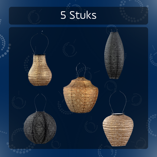 Lumiz solar lampion - butchart set - 5 stuks - vtwonen shop