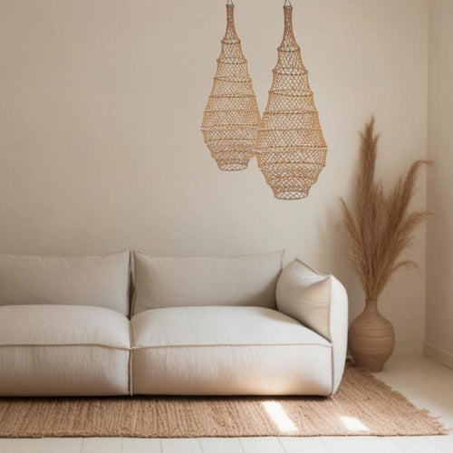 NOA MAY Hanglamp Numa - zand - viscose  - Ø 40 cm / H 95 cm - fishnet design