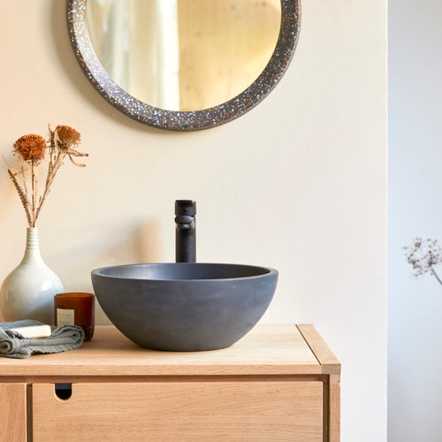 Tikamoon Ronde waskom in zwart terrazzo ∅ 36 cm - Zwart