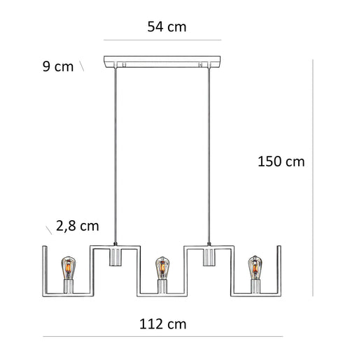 Ylumen hanglamp Row - 5 lichts - 112  x 150   cm - zwart - vtwonen shop