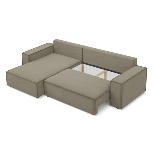 LaMiaSofa hoekbank links Livorno - textuurstof - donkerbeige - 290x185x82
