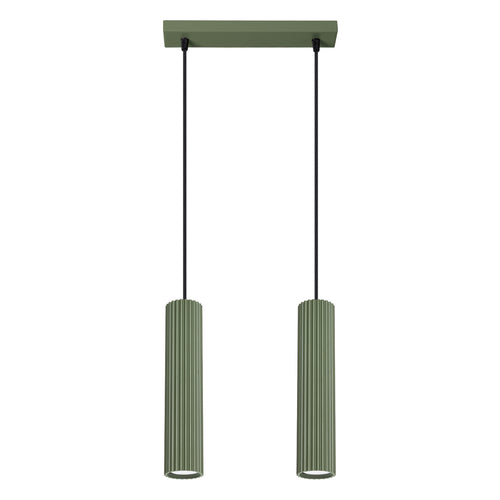 Sollux Lighting Hanglamp KARBON 2 olijfgroen - 30x6,5x90cm