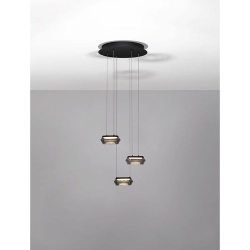 Nova Luce JAILYN Hanglamp met clusterdesign, zandkleurig zwart, rookkleurig, Triac dimbare LED 24W 960lm 3000K