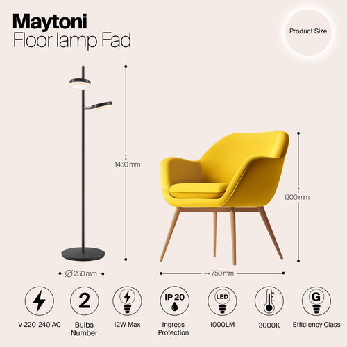 Maytoni - Vloerlamp Fad - Zwart - vtwonen shop