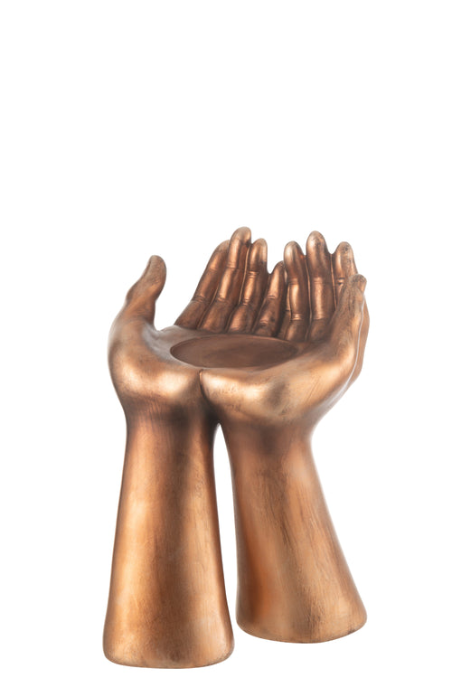 J-Line kandelaar Handen - polyresin - koper