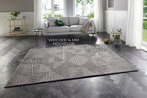 Soft Short-Pile Carpet in High-Low-Optic Manipu 120x170 cm - vtwonen shop