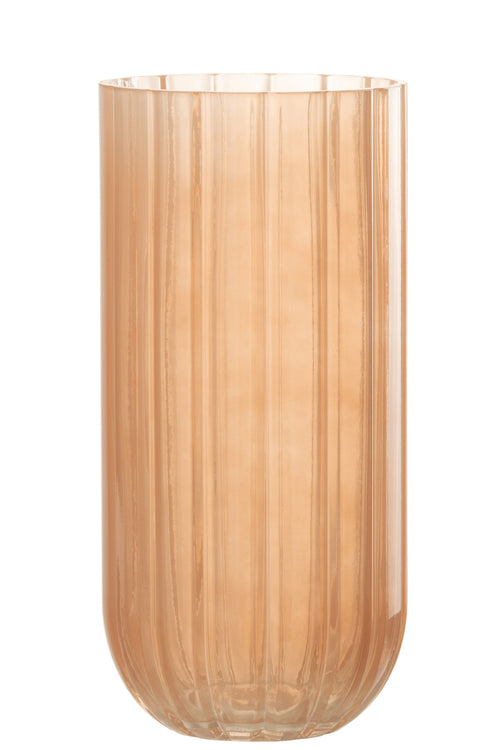 J-Line vaas Yoni Strepen - glas - perzik - large - 25 cm hoog - vtwonen shop