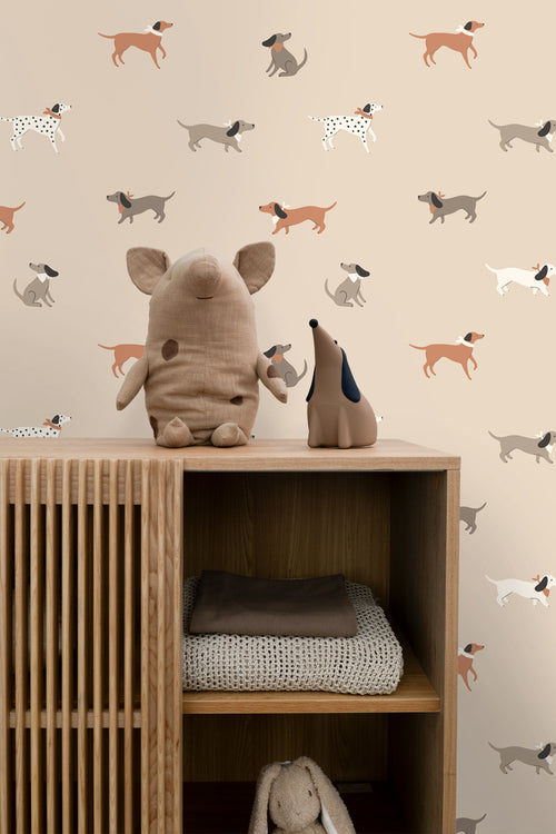 ESTAhome behang honden terracotta en bruin - 50 x 900 cm - 131379 - vtwonen shop