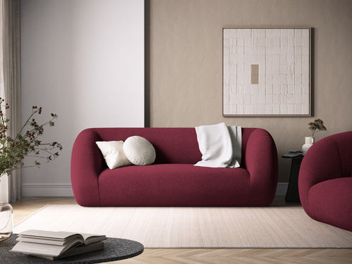 Cosmopolitan Design Bank Essen 2-zits, boucle, bordeaux - 95x210x86cm