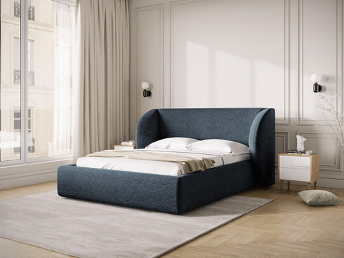 Micadoni Opbergbed met hoofdeinde Miley 160x200cm, chenille, koningsblauw - 230x207x100cm
