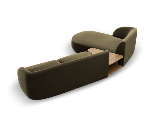 Micadoni linker modulaire bank Miley 3-zits, flueel, groente - 178x303x70cm