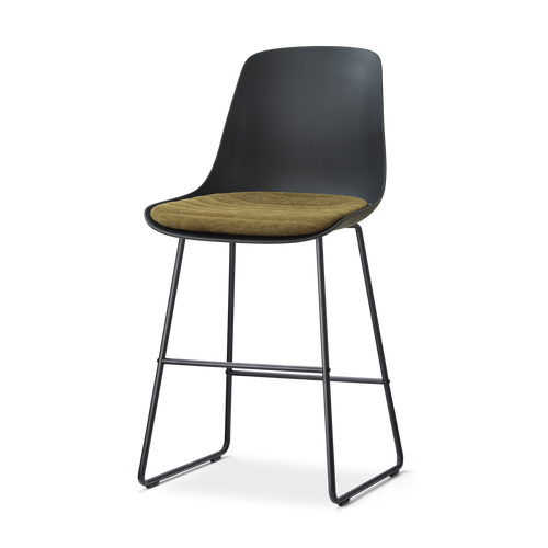 Nolon Nino-Liv barkruk zwart met mosgroen zitkussen - zwart onderstel - 65 cm - vtwonen shop