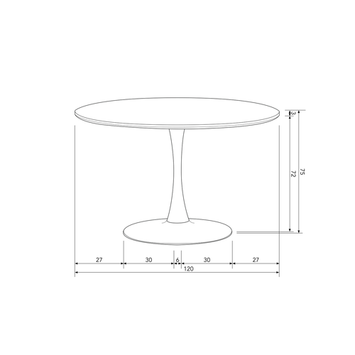 WOOOD ronde eettafel Sammy - MDF/staal - Zwart - 75x120x120 - vtwonen shop