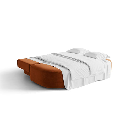Cosmopolitan Design - Slaapbank met opbergdoos Sophia 3-zits, flueel terracotta - 110x202x89cm