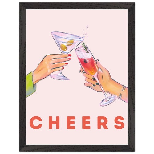 Artfulprints Poster met Lijst Cheers with cocktails   - 30x40 cm - Roze