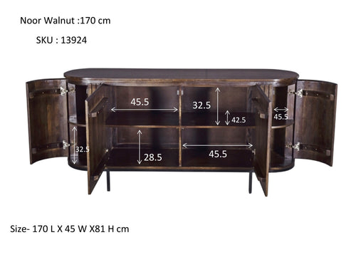 Livingfurn dressoir Noor Walnut - 170cm - mangohout