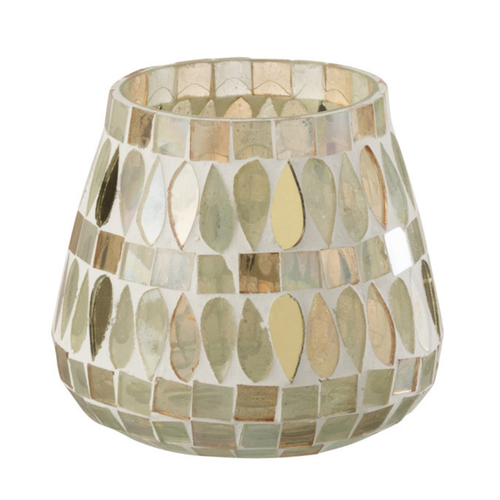 J-Line theelichthouder Mozaiek - glas - beige - small - 2 stuks - vtwonen shop