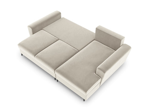 Cosmopolitan Design Converteerbare hoekbank rechts met opbergdoos Kyoto 4-zits, flueel, lichtbeige - 145x241x88cm