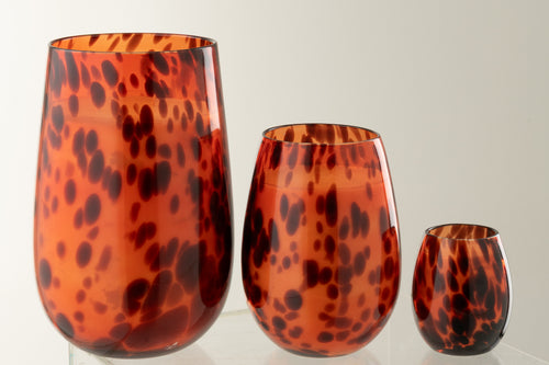 J-Line kaars Mia - glas - oranje/zwart - large - 230U