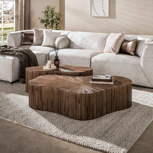 Giga Living Salontafel Maya Teak Xl - Espresso Hout - Set Van 2