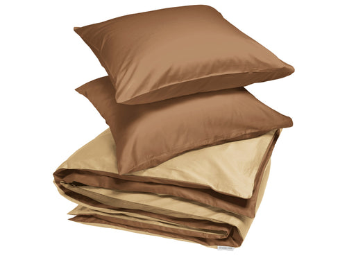 Yumeko dekbedovertrek katoen satijn double face caramel 200x220 + 2/60x70 - vtwonen shop