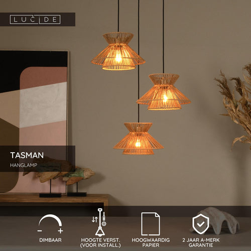 Lucide hanglamp TASMAN - 3xE27 - Naturel