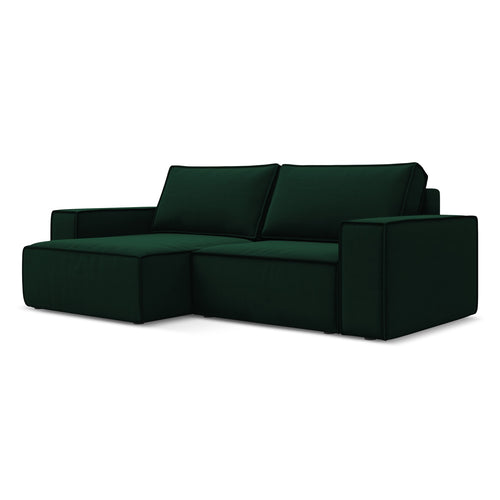 LaMiaSofa hoekbank links Livorno - velours - flessengroen - 257x148x82