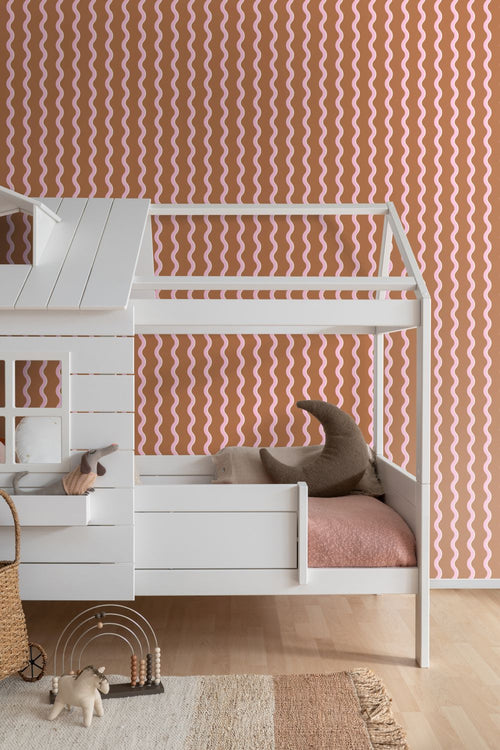 ESTAhome behang golvende strepen bruin en roze - 50 x 900 cm - 131725