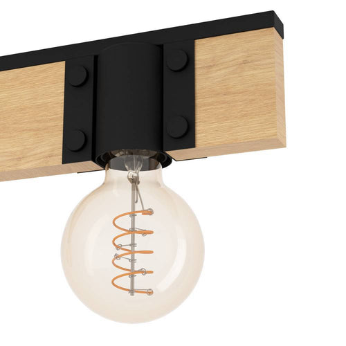 EGLO hanglamp Bailrigg - e27 - 89,5 cm - zwart/bruin - hout/staal - vtwonen shop