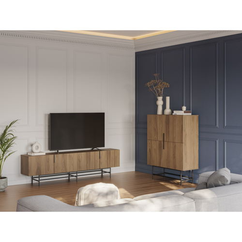 Calicosy - TV-meubel RIMA - donker hout 200x35x55 cm