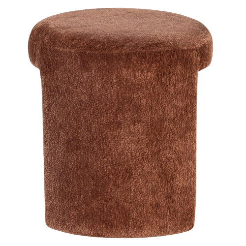 WOOOD gestoffeerde kruk Charlie - Structuur Stof - Roestbruin - 47x45x45