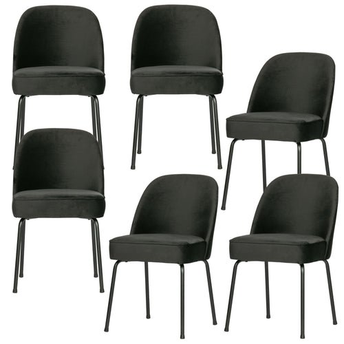WOOOD eetkamerstoelen Vogue - Fluweel Zwart - Set van 6