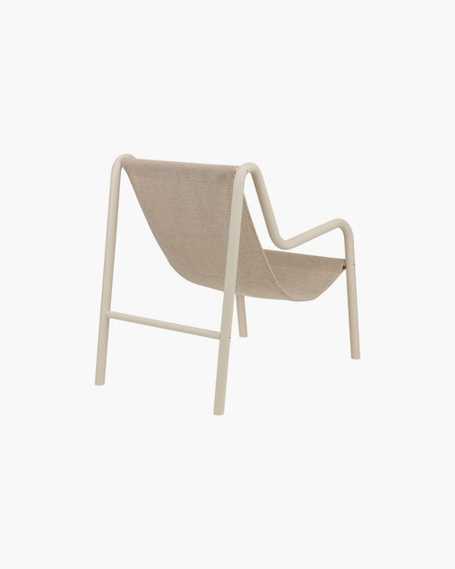 noo.ma Nokk Armchair outdoor loungestoel - Piazza Beige, waterdichte sling-zitting, stalen buizenframe