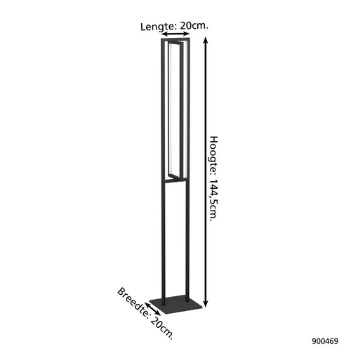 EGLO vloerlamp Siberia - led - 133 cm - zwart/wit - dimbaar - vtwonen shop